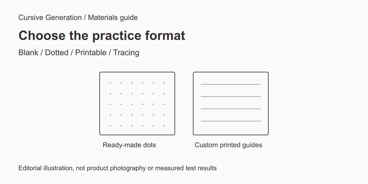Dotted and printed practice-paper layout diagram