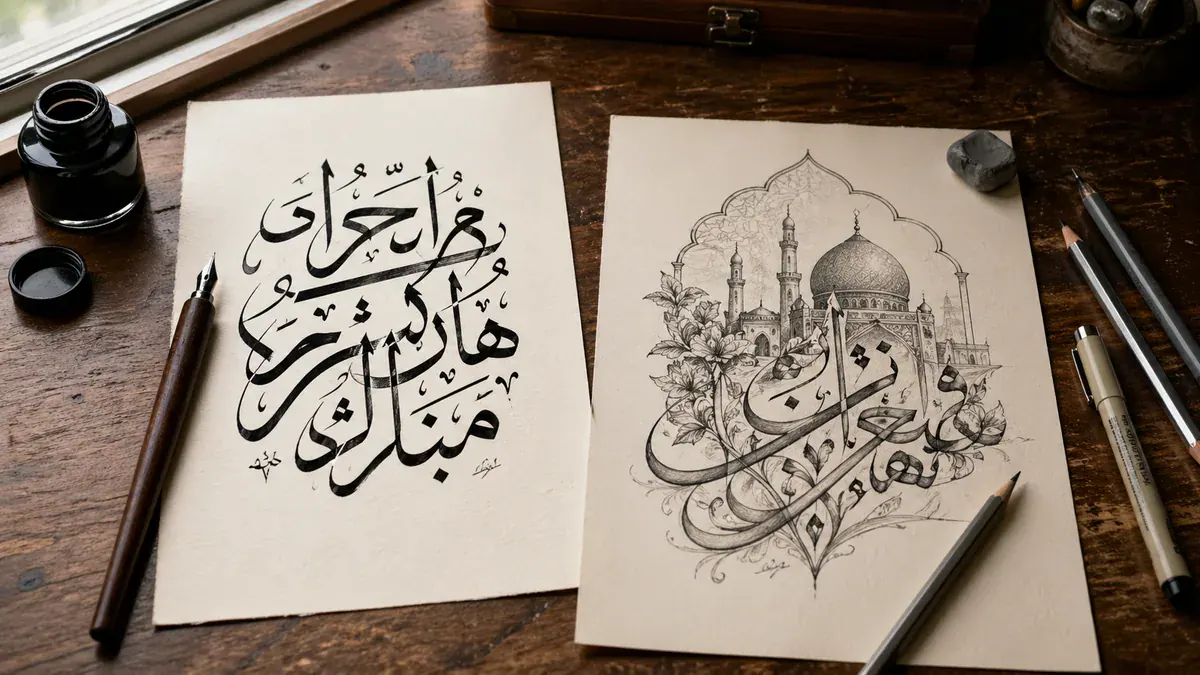 Calligraphy vs Hand Lettering — illustrated cover image