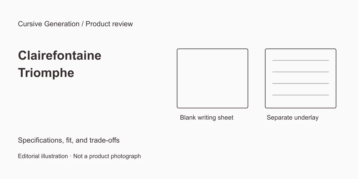 Clairefontaine Triomphe review: blank paper for finished letters. Editorial illustration, not a product photograph.