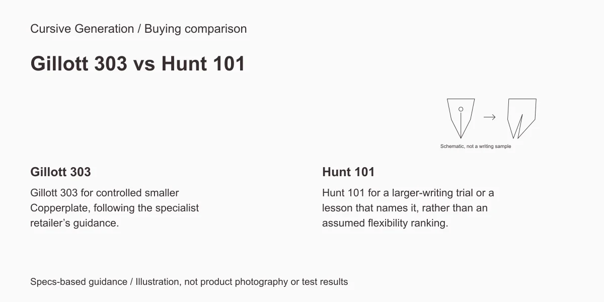 Gillott 303 versus Hunt 101. Editorial diagram, not product photography or test results.