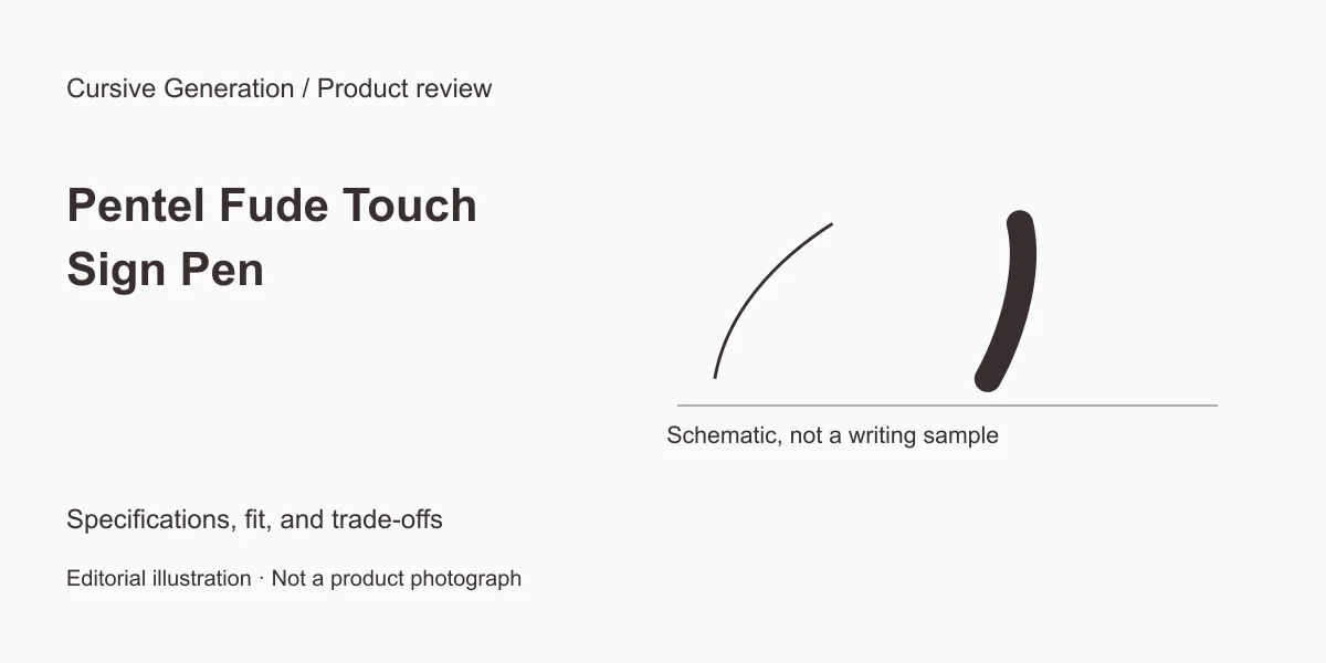 Pentel Fude Touch Sign Pen review: small lettering in color. Editorial illustration, not a product photograph.