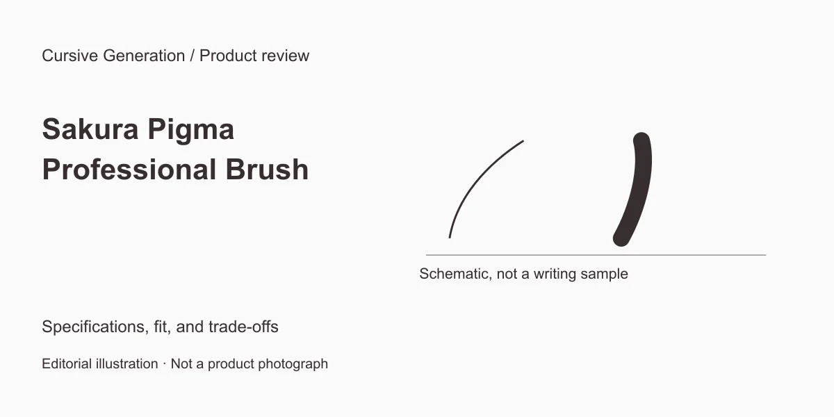Sakura Pigma Professional Brush review: black pigment, not a color set. Editorial illustration, not a product photograph.