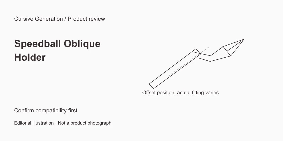 Speedball Oblique Holder review: check the nib list and the set. Editorial illustration, not a product photograph.