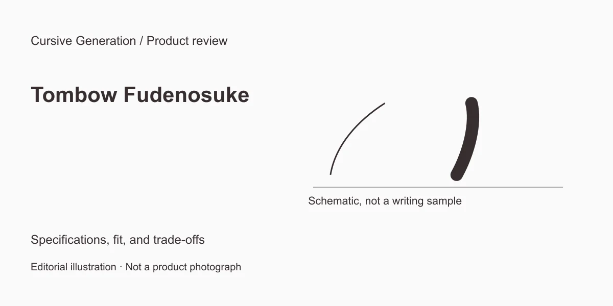 Tombow Fudenosuke review: the black hard-and-soft two-pack. Editorial illustration, not a product photograph.