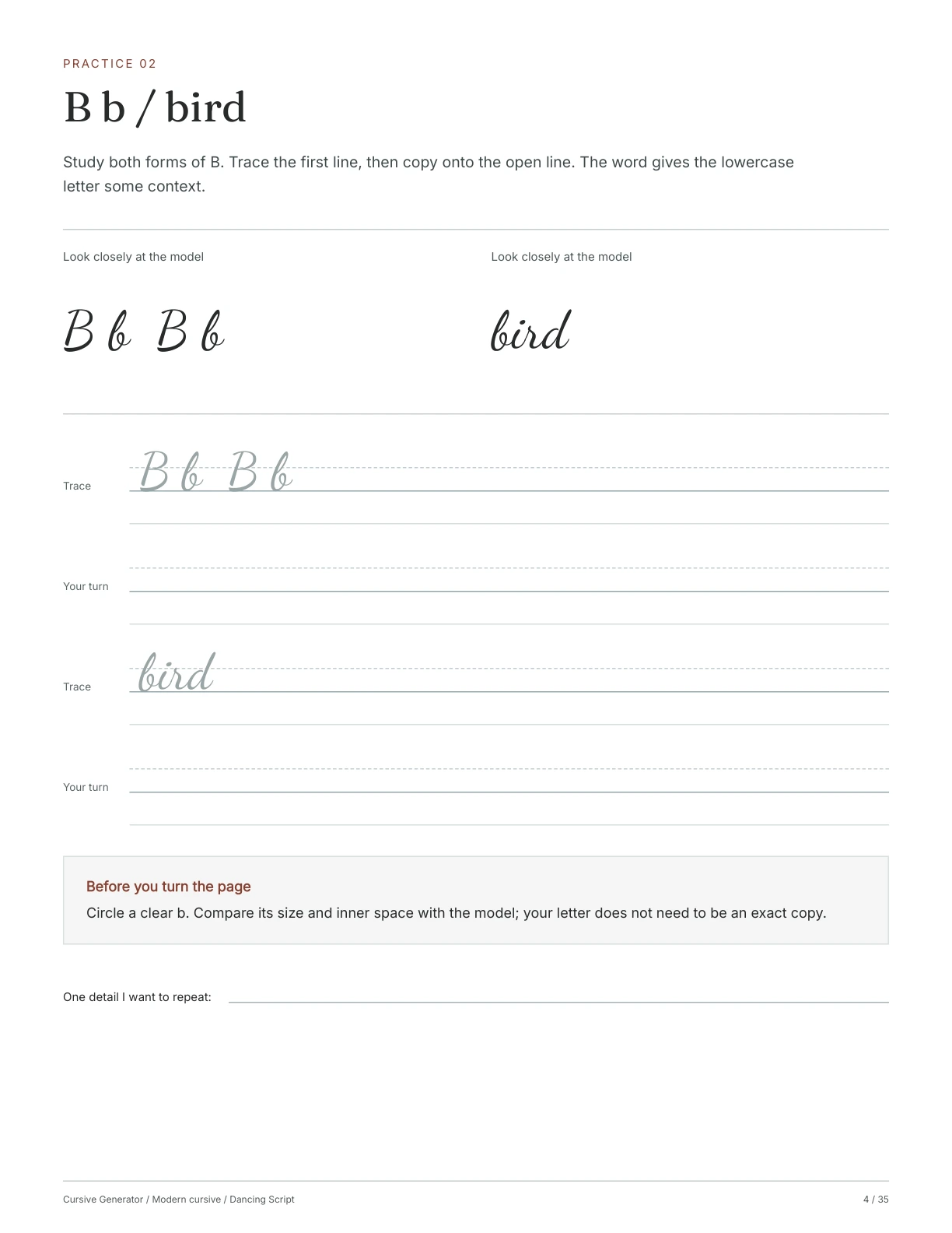 Page 4: B b / bird