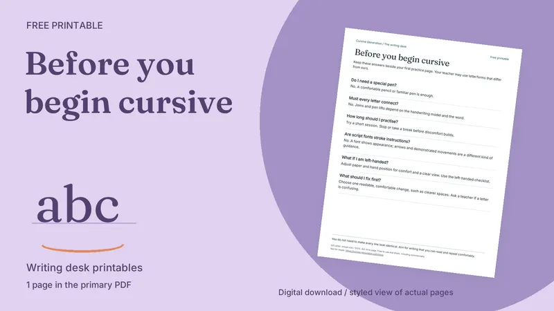 Before you begin cursive: styled actual-page preview