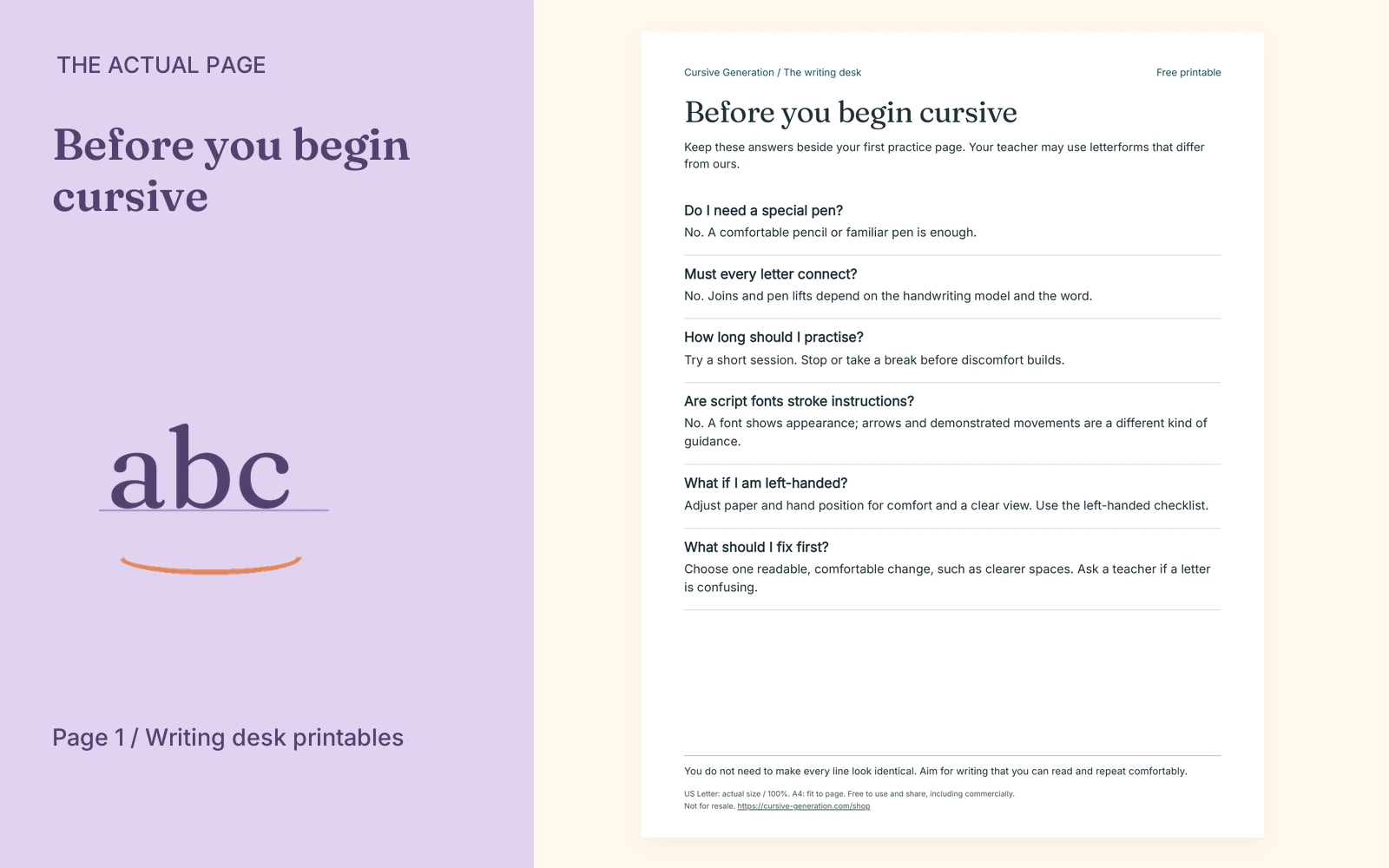 Complete actual page 1: Before you begin cursive