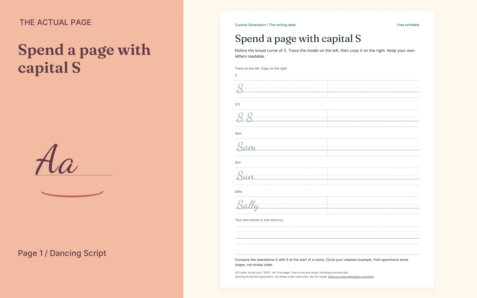 Complete actual page 1: Spend a page with capital S