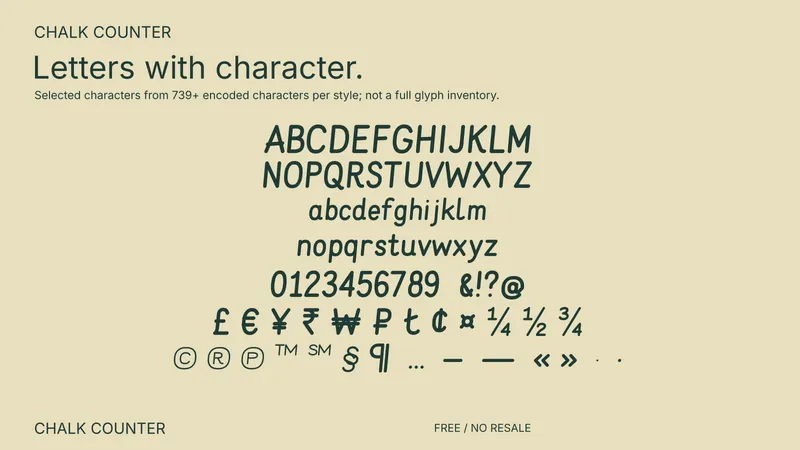 Chalk Counter: selected supported characters