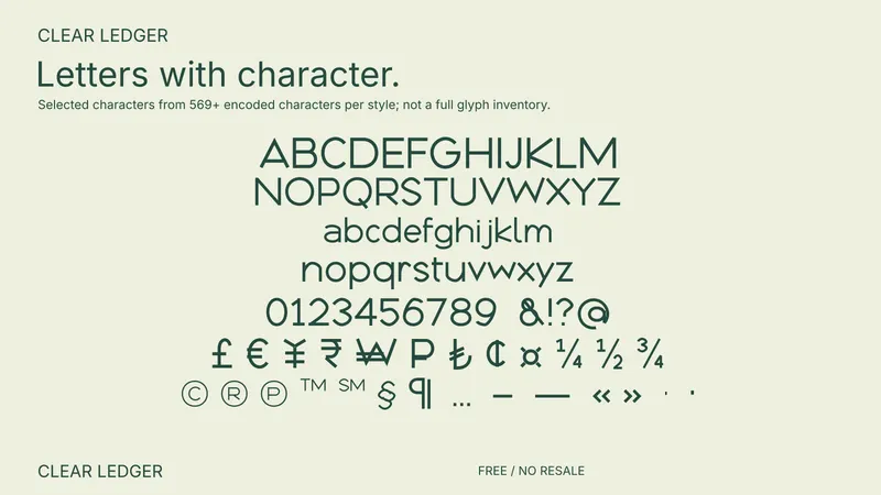 Clear Ledger: selected supported characters