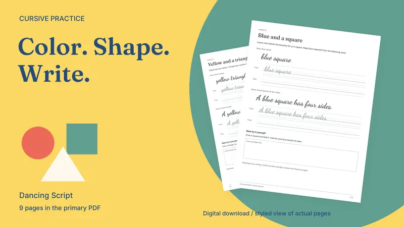 Colors & Shapes Vocabulary Pack: styled actual-page preview