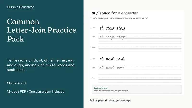 Common Letter-Join Practice Pack: actual page excerpt