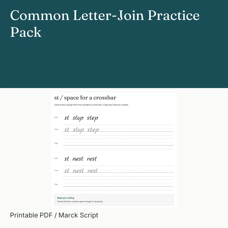 Common Letter-Join Practice Pack