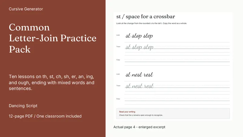 Common Letter-Join Practice Pack: actual page excerpt