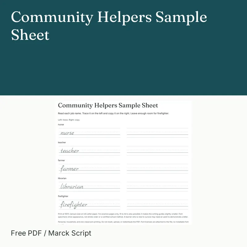 Community Helpers Sample Sheet