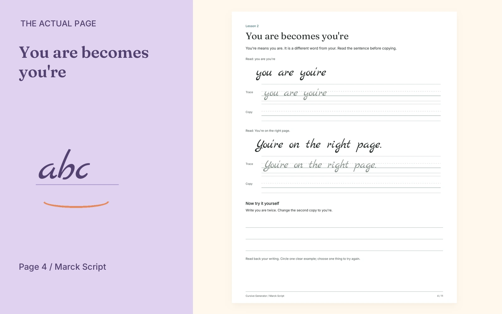 Complete actual page 4: You are becomes you're