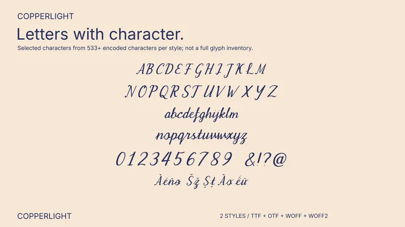 Copperlight character coverage preview