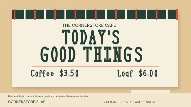 Cornerstore Slab used in an illustrated design