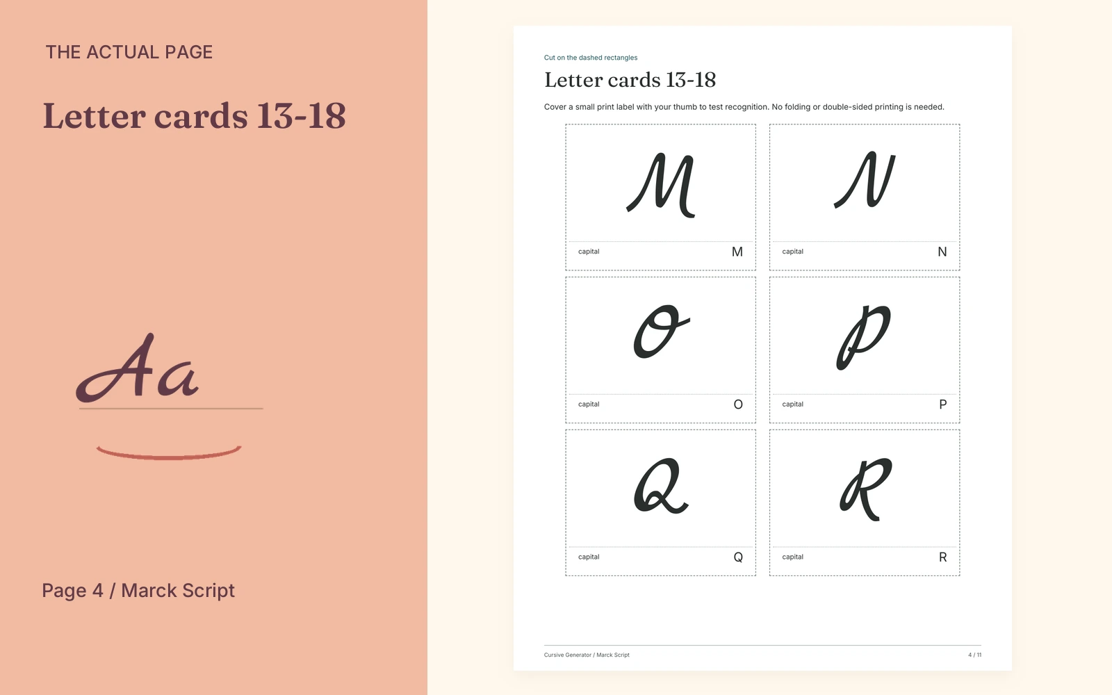 Complete actual page 4: Letter cards 13-18