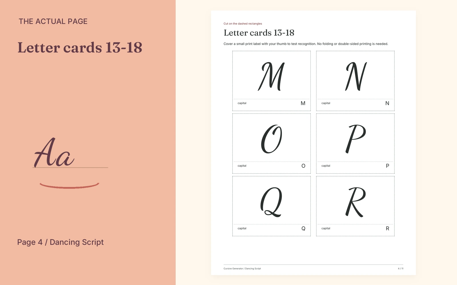 Complete actual page 4: Letter cards 13-18