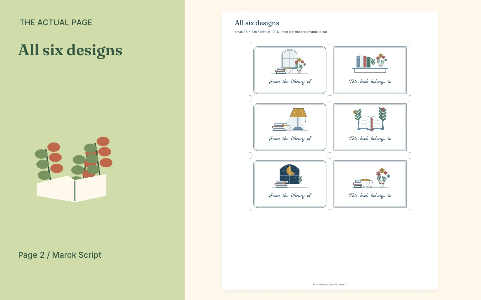 Complete actual page 2: All six designs