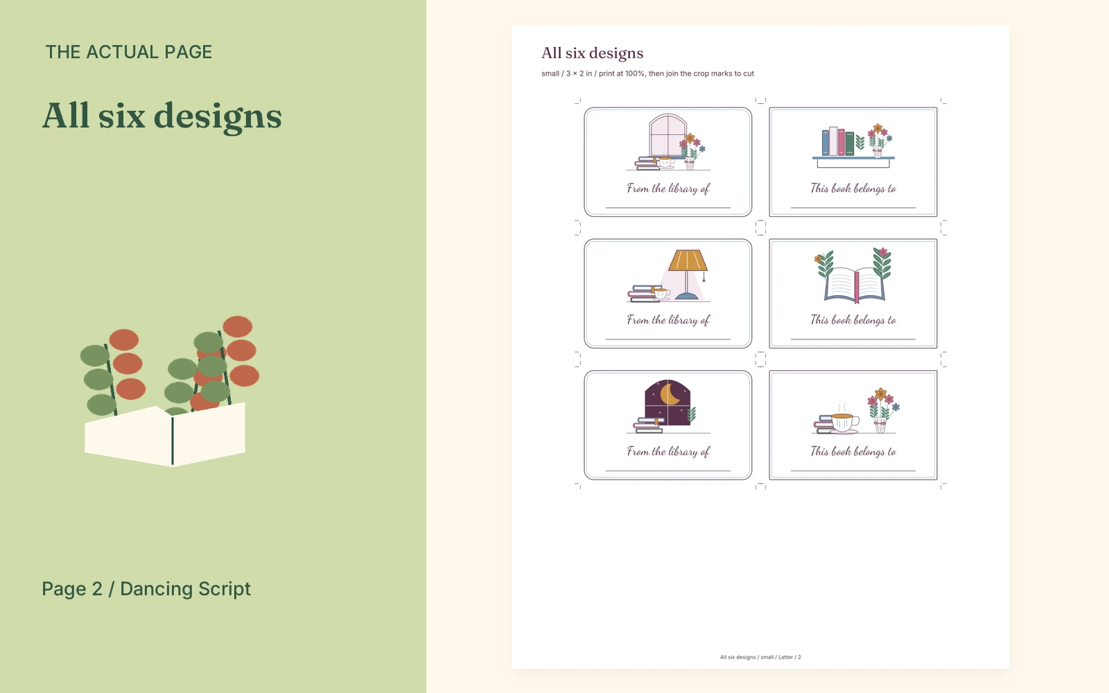 Complete actual page 2: All six designs