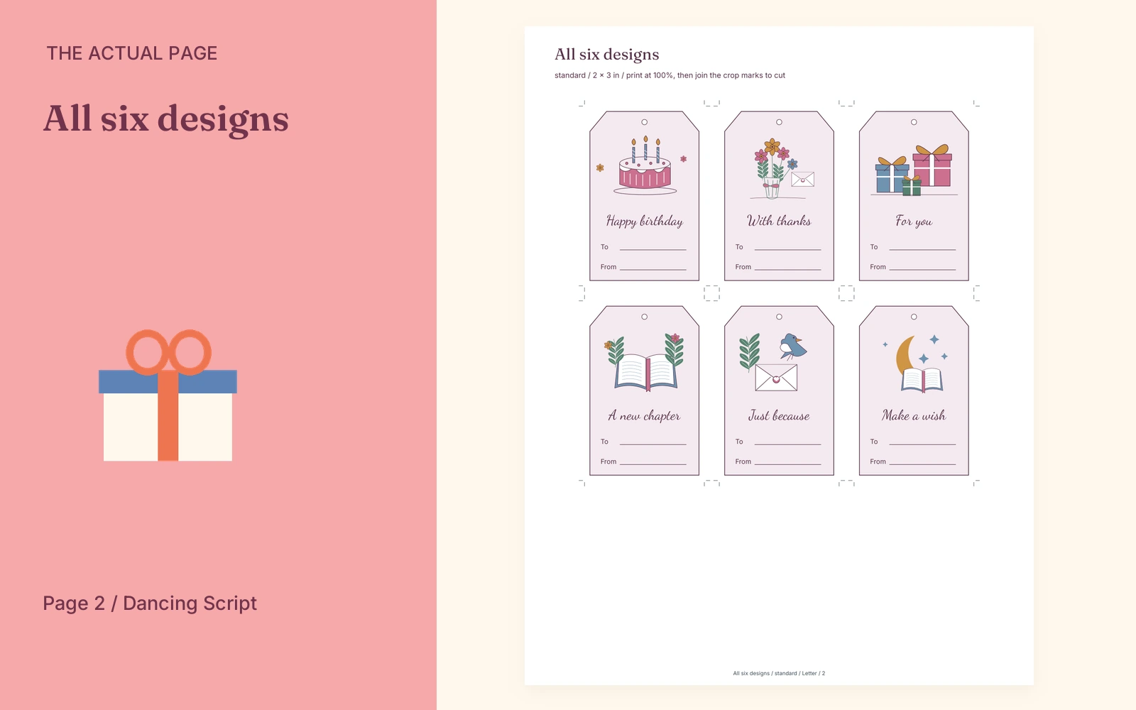 Complete actual page 2: All six designs
