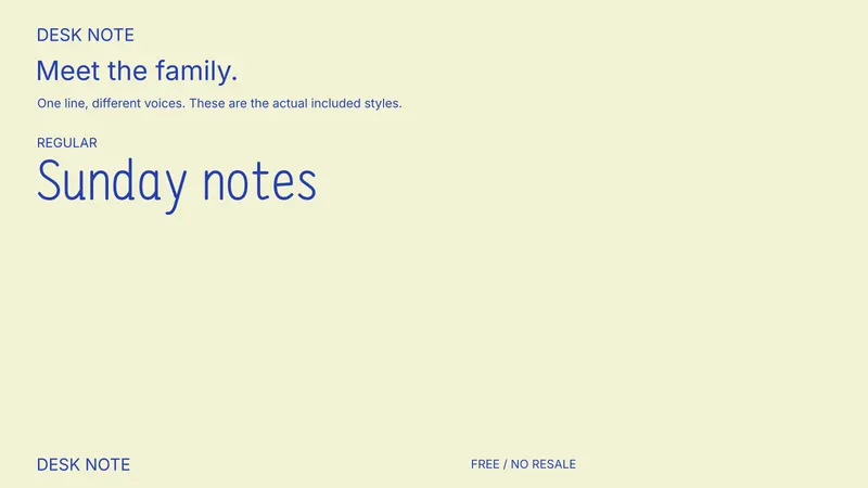 Desk Note: the included free style