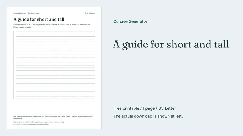 A guide for short and tall - Practice Paper: printable page preview
