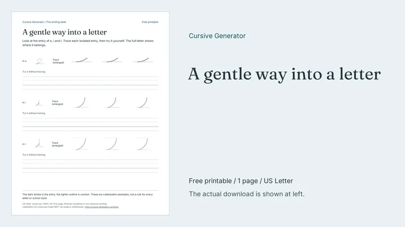 A gentle way into a letter - Free Printable: printable page preview