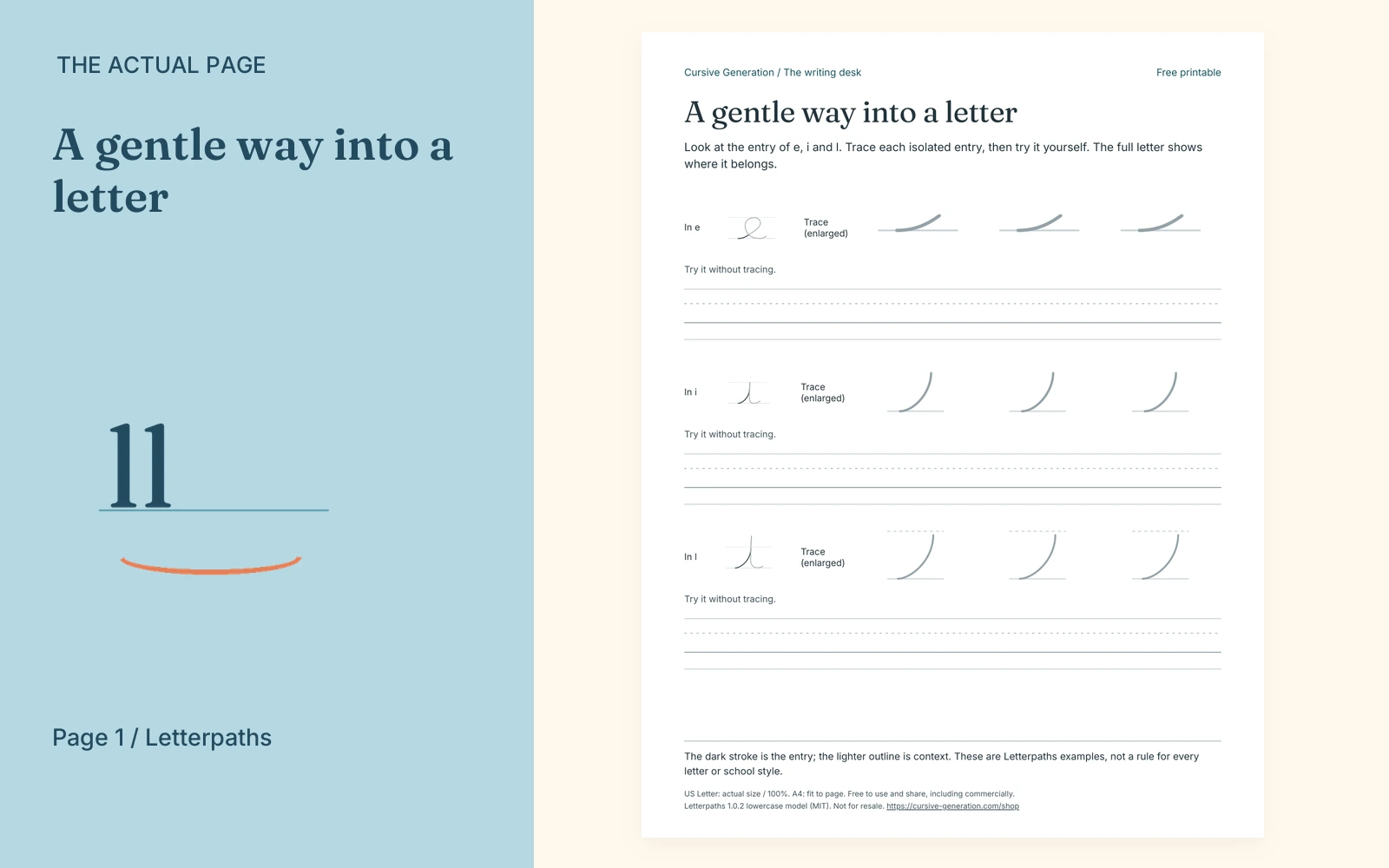 Complete actual page 1: A gentle way into a letter