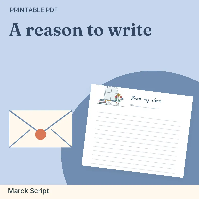 Everyday Letter Paper Set, Marck Script: illustrated preview with actual page excerpt