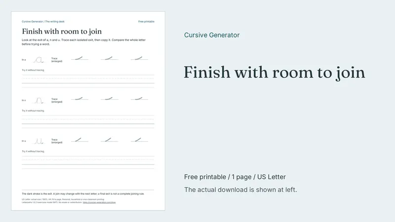 Finish with room to join - Free Printable: printable page preview