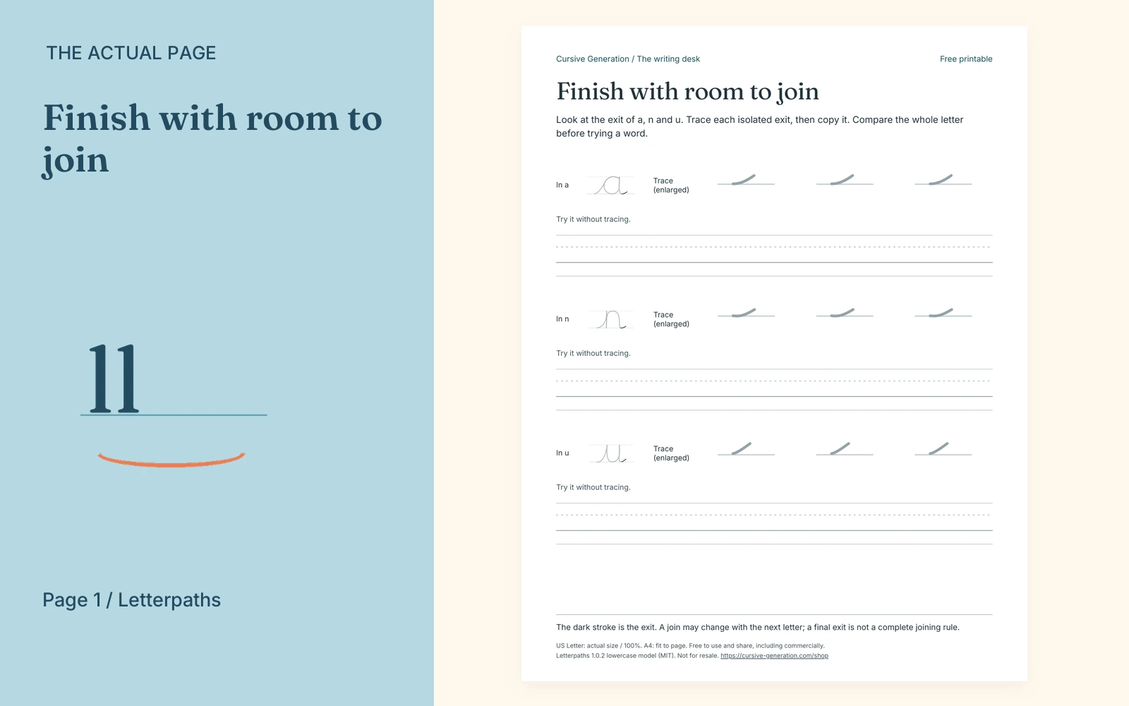 Complete actual page 1: Finish with room to join