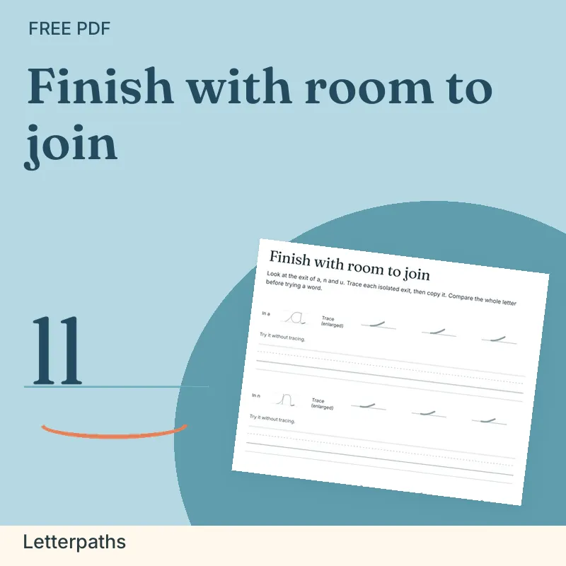 Finish with room to join, Letterpaths: illustrated preview with actual page excerpt