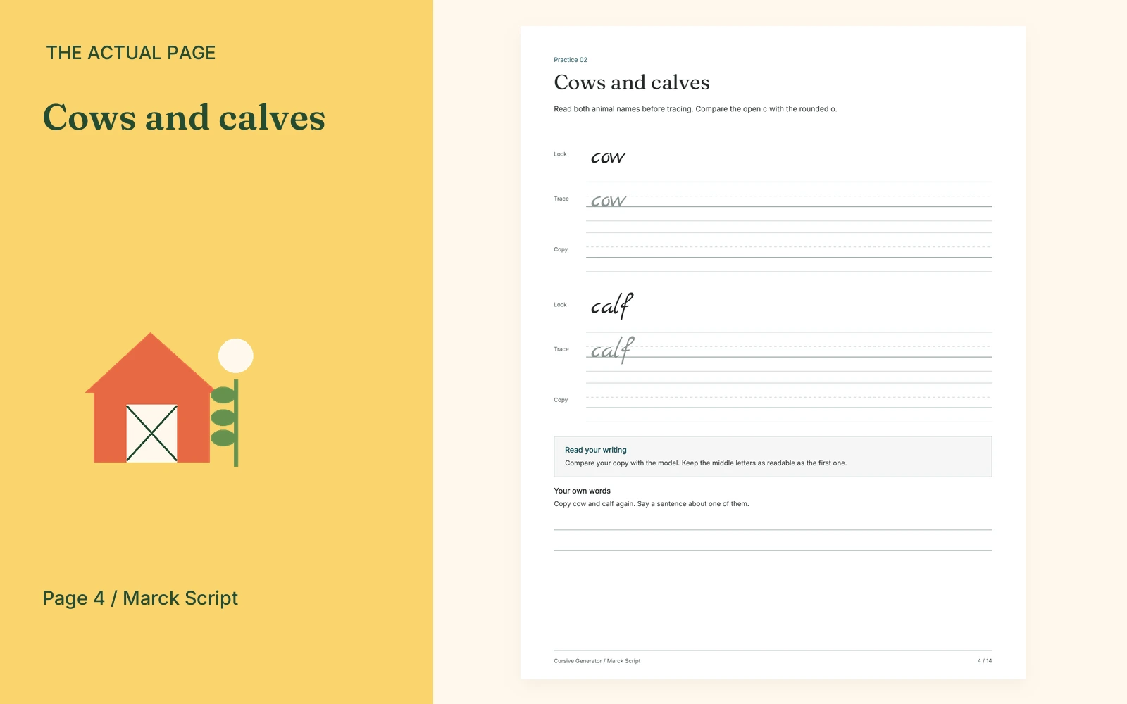 Complete actual page 4: Cows and calves
