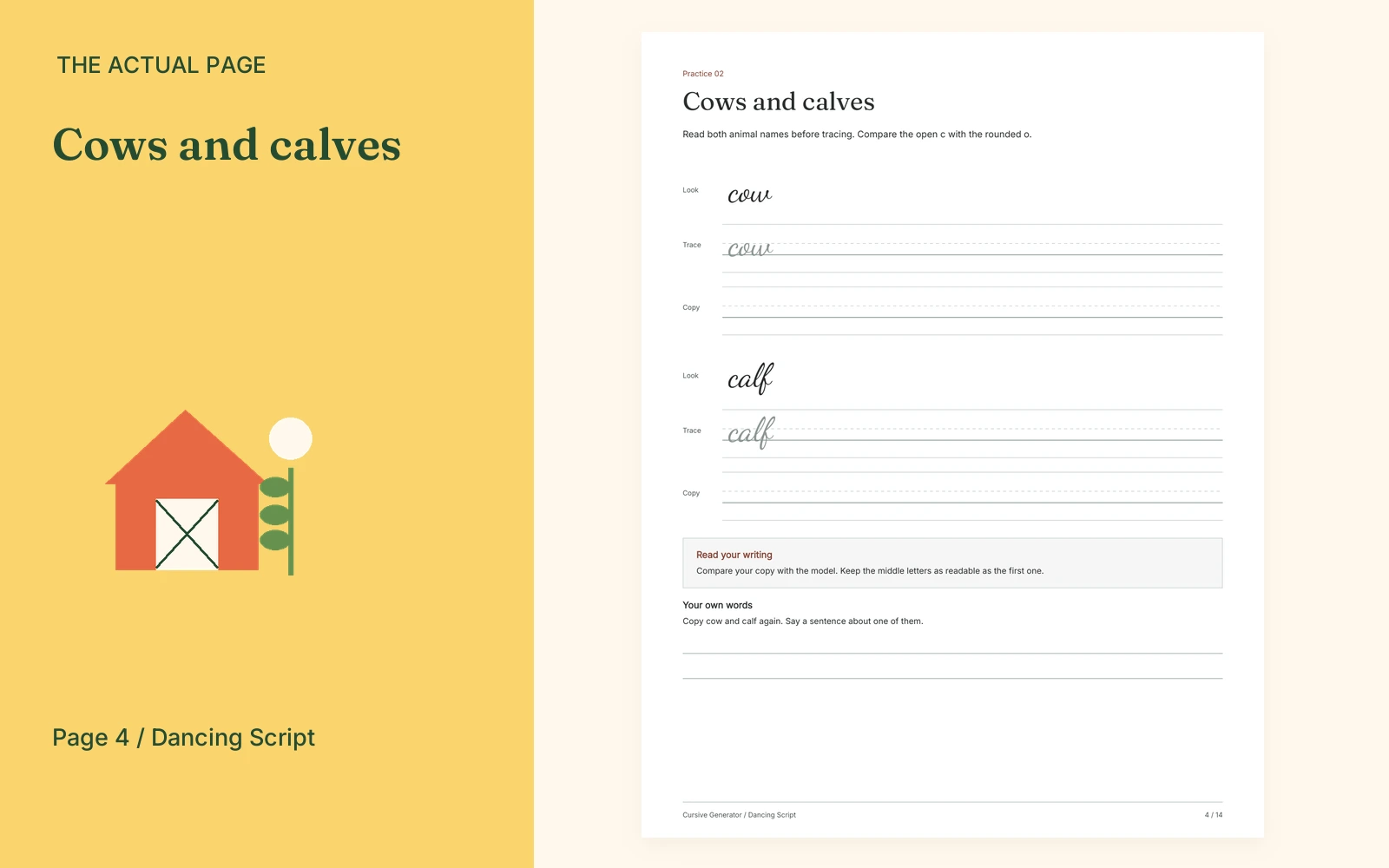 Complete actual page 4: Cows and calves