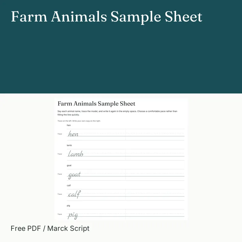 Farm Animals Sample Sheet