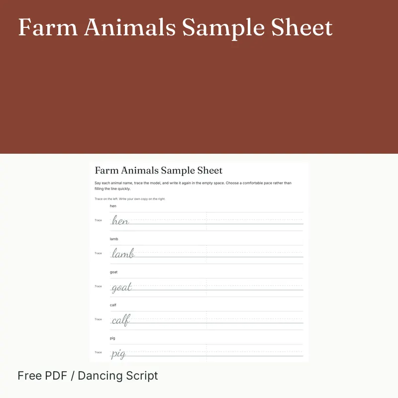 Farm Animals Sample Sheet