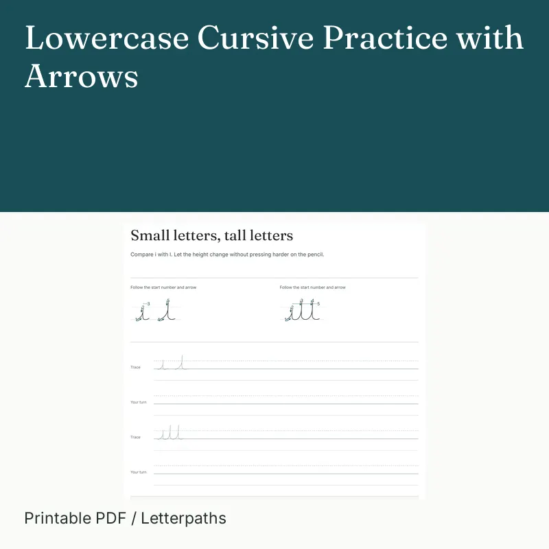 Lowercase Cursive Practice with Arrows