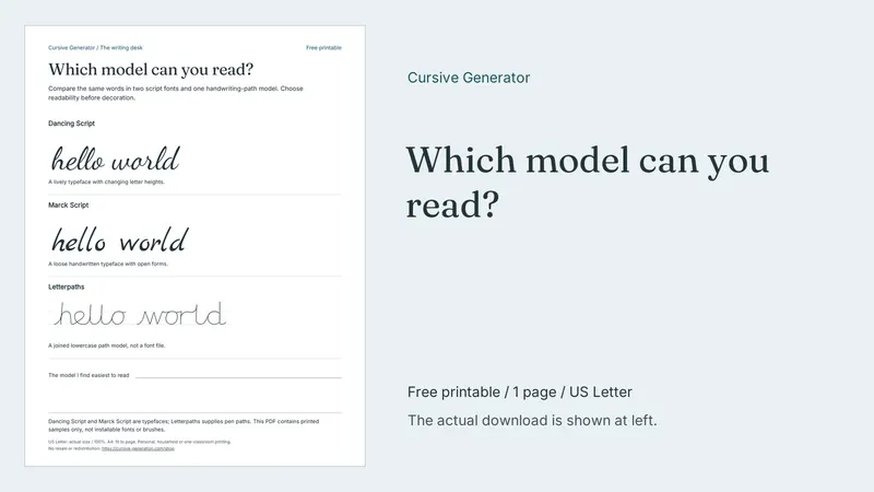 Which model can you read? - Free Printable: printable page preview