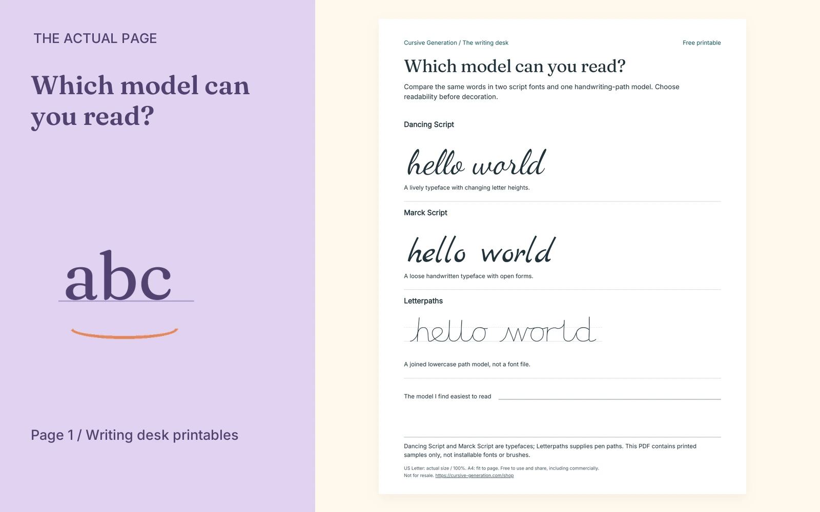 Complete actual page 1: Which model can you read?