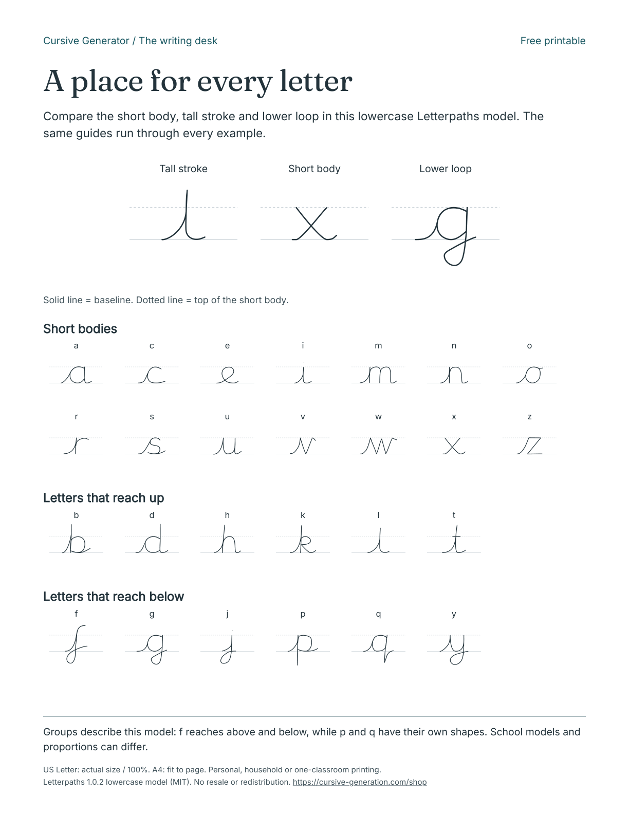 Printable page from A place for every letter - Free Printable