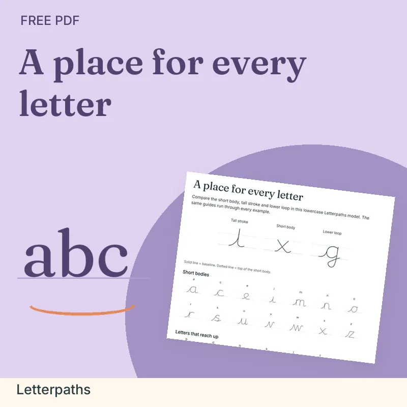 A place for every letter, Letterpaths: illustrated preview with actual page excerpt