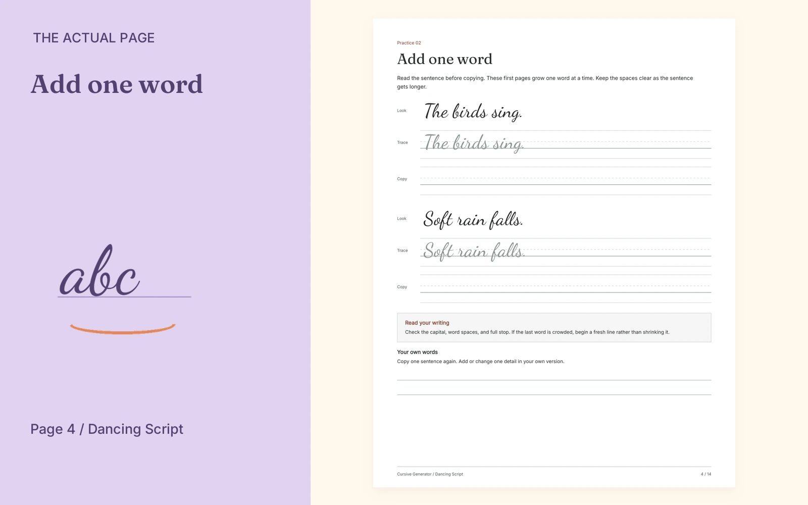 Complete actual page 4: Add one word