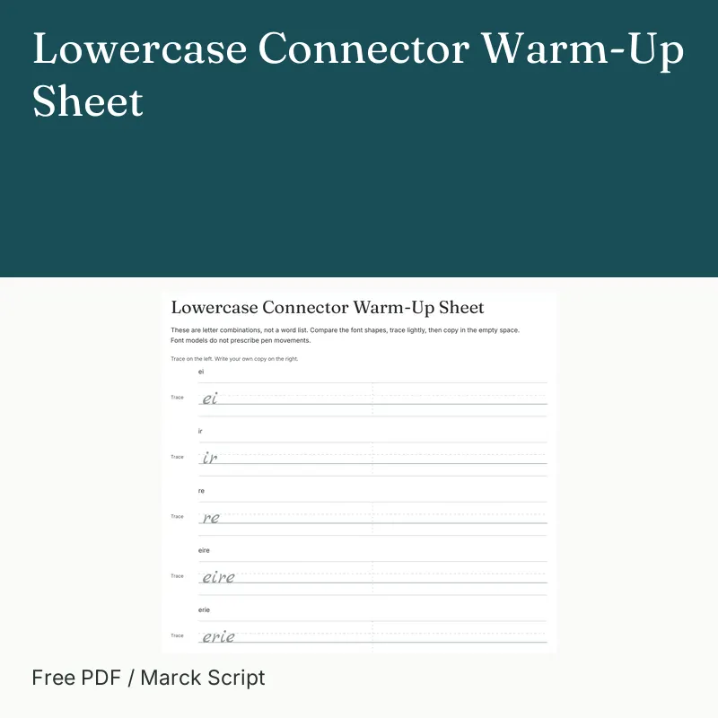 Lowercase Connector Warm-Up Sheet