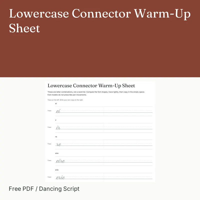 Lowercase Connector Warm-Up Sheet