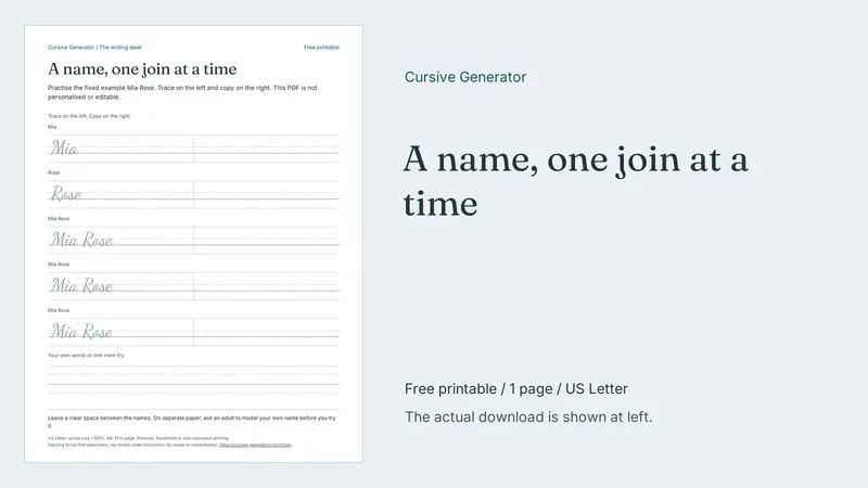 A name, one join at a time - Free Printable: printable page preview