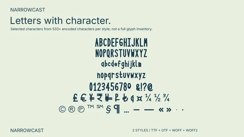 Narrowcast character coverage preview