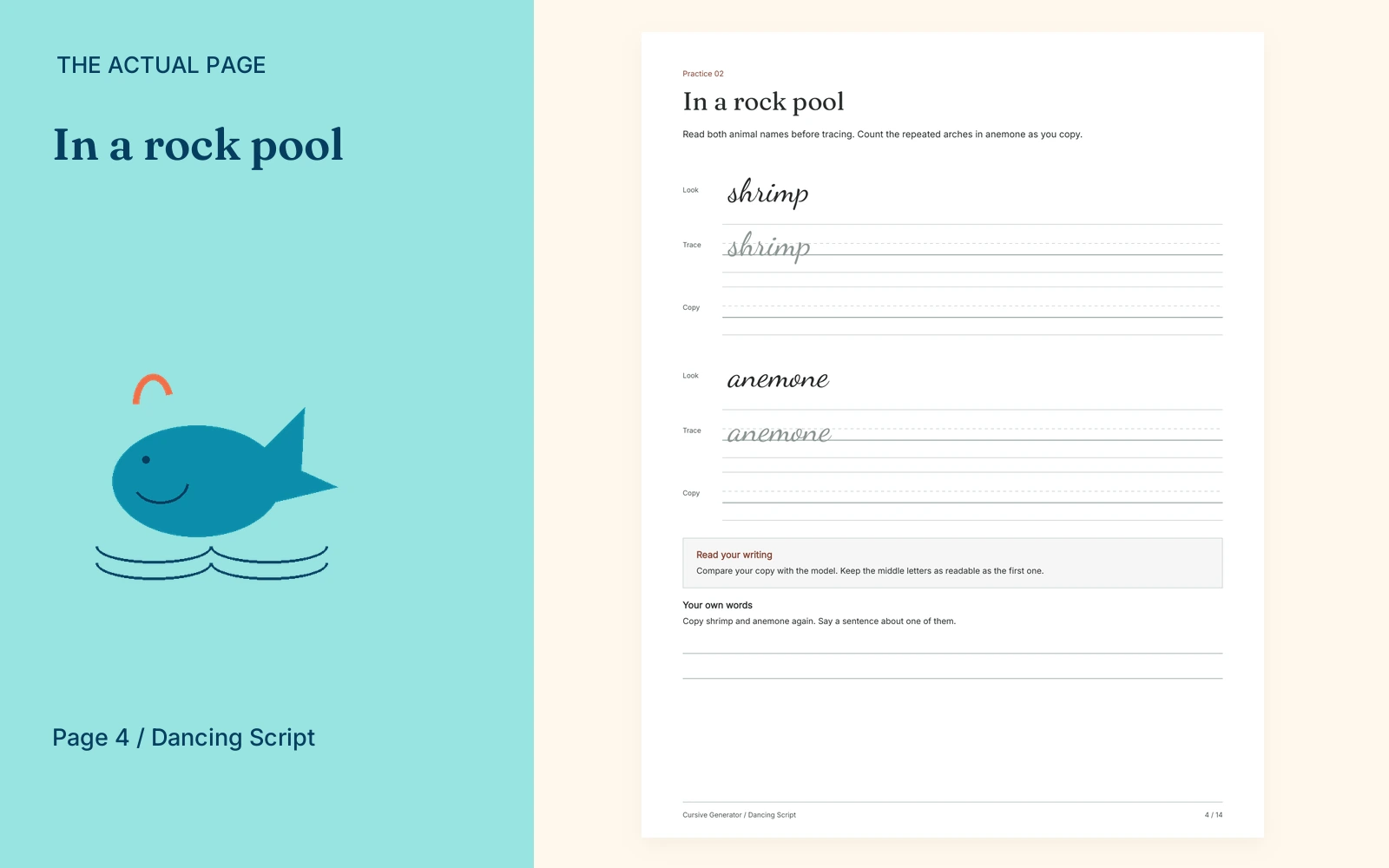 Complete actual page 4: In a rock pool
